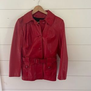 Vintage Red Leather coat sz s